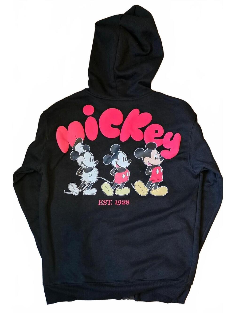 Disney Mickey Mouse 1928 The True Original Black Zip-Up Hoodie XS 0-2